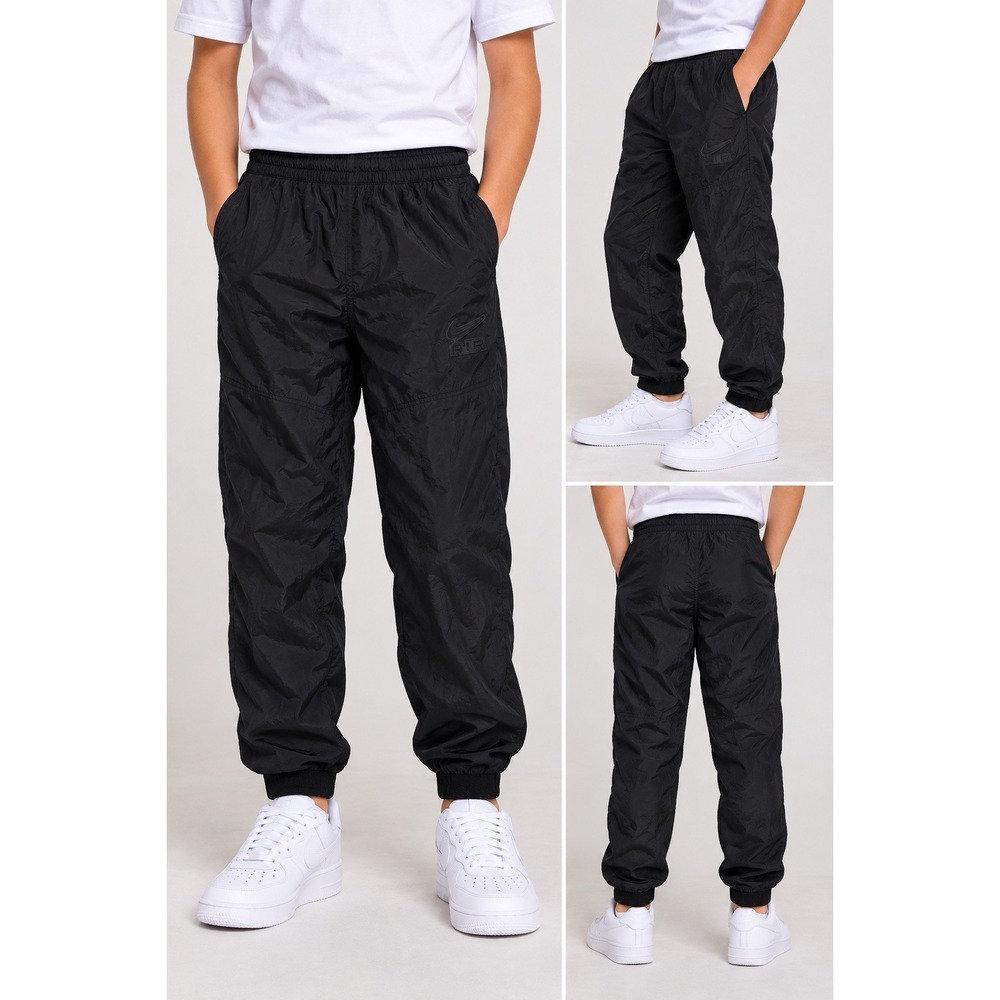 Nike Air Kids Pants Size 6 Black Nylon Woven Track Joggers NWOT